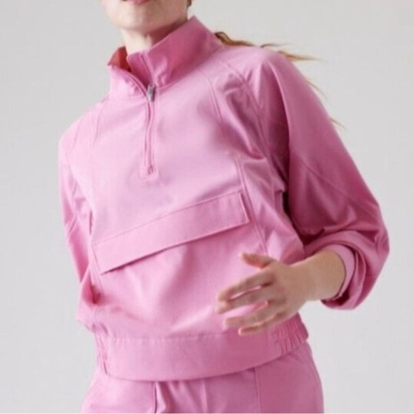 NWT Athleta Boundless Popover Jacket Maritima Pink Size L Pullover Front Pocket - Picture 1 of 14